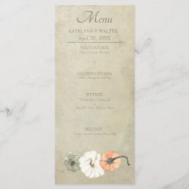 Menu Casamento Rustic Fall Autumn White, Orange Pumpkin