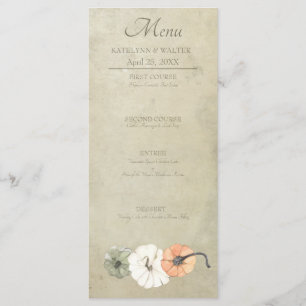 Menu Casamento Rustic Fall Autumn White, Orange Pumpkin