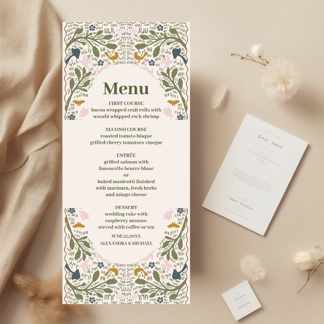 Menu Casamento Rustic Green Woodland Fern (Criador carregado)