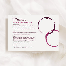 Menu Casamento Rustic Modern Burgundy Wine Stain Rings