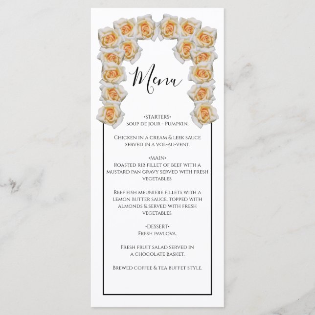Menu Casamento Rustic Orange Rosas (Frente)