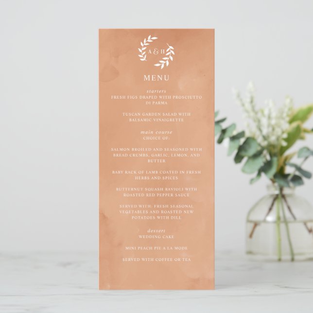 Menu Casamento Rustic Watercolor (Em pé/Frente)