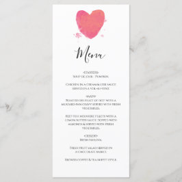 Menu Casamento Rustic Watercolor Heart