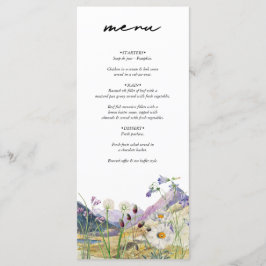 Menu Casamento Rustic Watercolor Wildflower Mountain