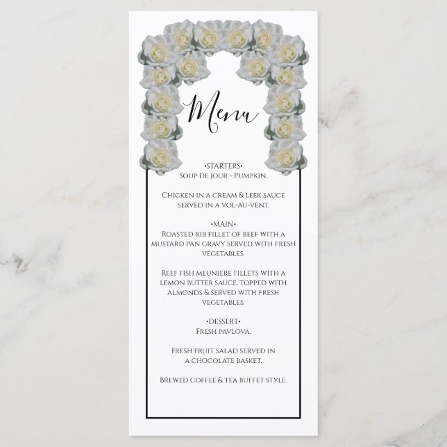 Menu Casamento Rustic White Roses (Frente)