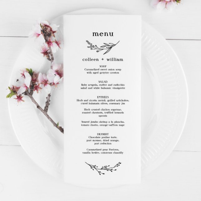 Menu Casamento Rustic Wildflower Folk (Criador carregado)