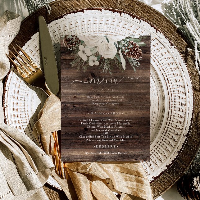 Menu Casamento Rustic Winter Pine (Criador carregado)