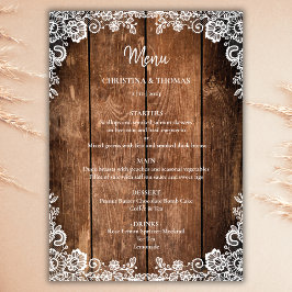 Menu Casamento Rustic Wood and Lace Country