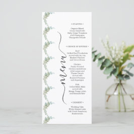 Menu Casamento Rústico Aquarela Eucalipto Verde Suave