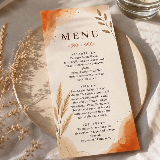 Menu Casamento Rústico Boho em Tons Terrosos de Terraco (Criador carregado)