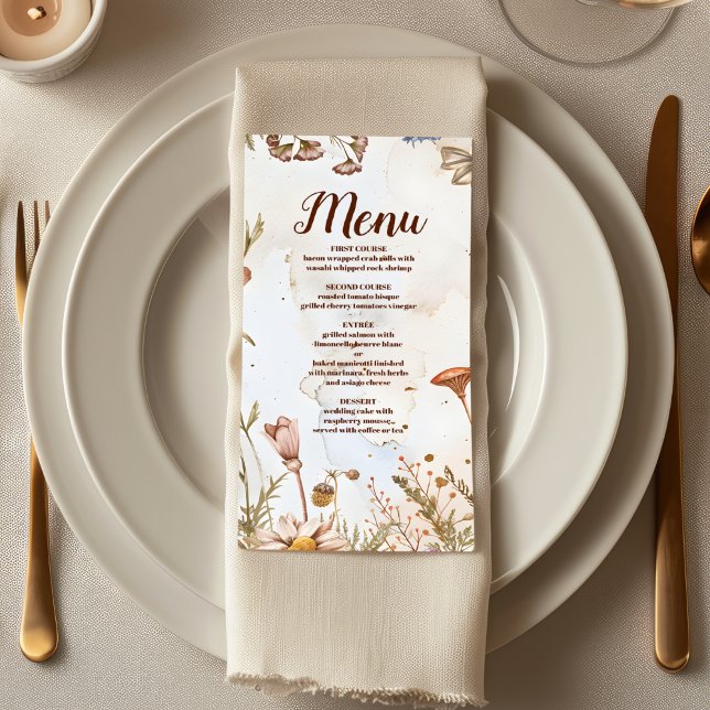 Menu Casamento Rústico com Aquarela Florestal (Criador carregado)