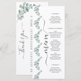 Menu Casamento Rústico com Eucalipto em Aquarela