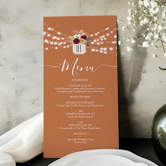 Menu Casamento Rústico com Florais em Borgonha (Criador carregado)