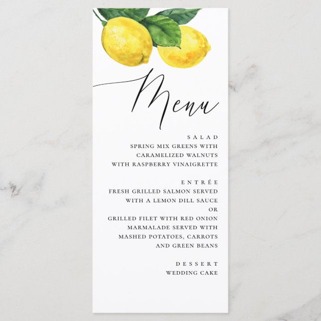 Menu Casamento Rústico em Pomar de Limão | Pomar de Cit (Frente)