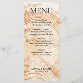 Menu Casamento Rústico Grão de casca de árvore da flore
