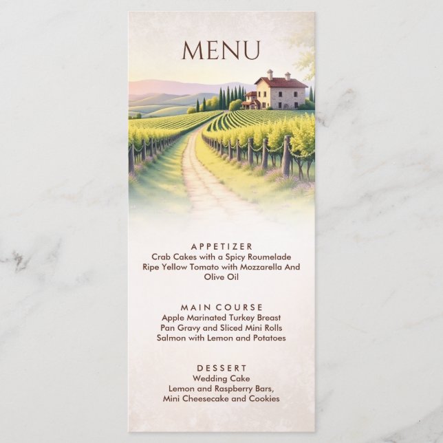 Menu Casamento Rústico Romântico em Vinhedo (Frente)