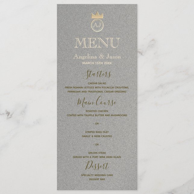 Menu Casamento Silver Elegante (Frente)