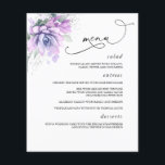 Menu Casamento Silver Greenery<br><div class="desc">Suculenta cartões de menu roxos claros e verdes</div>