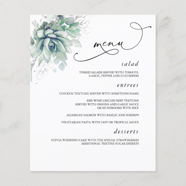 Menu Casamento Silver Greenery (Frente)