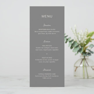 Menu Casamento Simples Cinza Elegante