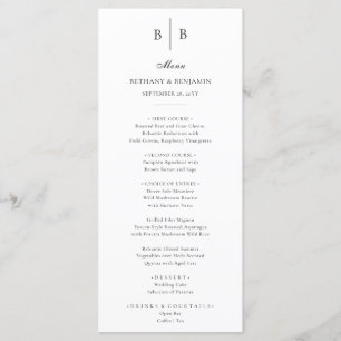 Menu Casamento Simples de Belas Artes, Pretas e Brancas