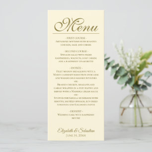 Menu Casamento Simples de Elegance Dourado e Creme de M