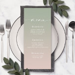 Menu Casamento Simples de Folha Verde e Rosas claro<br><div class="desc">Menus Simples De Recepção de casamento Verde Folha E Cor-De-Rosa Esbranquiçada Jantados. Esta moderna placa de menus chic é simples, clássica e elegante, com um desvanecimento sutil do gradiente ombre e uma bonito letra de caligrafia com script de assinatura com caudas. Mostrada na nova estrada. Disponível em várias opções de...</div>