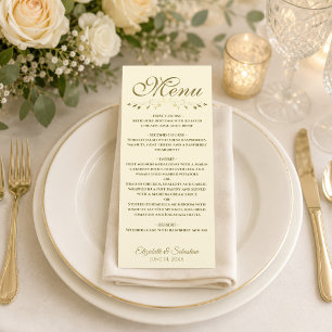 Menu Casamento Simples de Lacy Filigree e Elegante Dour