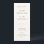 Menu Casamento Simples de Marfim Moderno<br><div class="desc">Menu de casamento elegante com um design simples e clássico com "Menu de Jantar" em uma escrita moderna à mão. Um estilo tradicional que é ótimo para um casamento informal ou formal.</div>