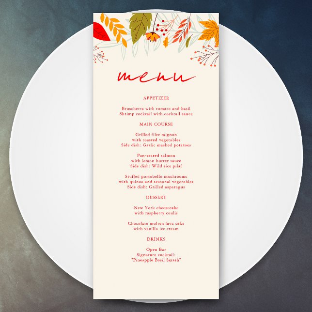 Menu Casamento Simples de Marfim Simples Floral de Qued (Criador carregado)