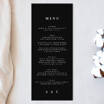 Menu Casamento Simples de Monograma do Elegante Branco<br><div class="desc">menu fino para corresponder à coleção *se quiser mais opções de papel,  este design pode ser transferido para um programa fino *ou para mais ajuda contacte-me</div>