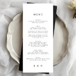 Menu Casamento Simples de Monograma Preto Branco<br><div class="desc">menu fino para corresponder à coleção *se quiser mais opções de papel,  este design pode ser transferido para um programa fino *ou para mais ajuda contacte-me</div>