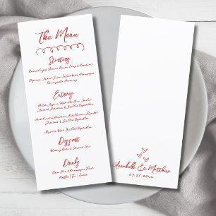 Menu Casamento Simples Desenhado à Mão Vermelho Caprich