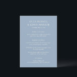 Menu Casamento Simples Dusty Blue Moderno<br><div class="desc">Cardápios de casamento modernos com um design limpo e simples com fontes em negrito.</div>