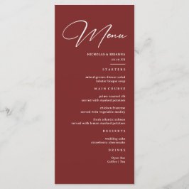 Menu Casamento Simples e Elegante Burgundy