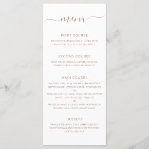 Menu Casamento Simples e Elegante em Dourado Rosa