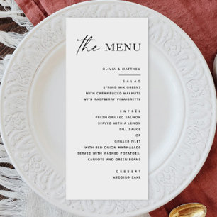 Menu Casamento simples e simples, preto e branco