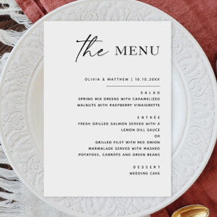 Menu Casamento simples e simples, preto e branco