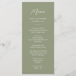 Menu Casamento Simples e Verde Sage Minimalista