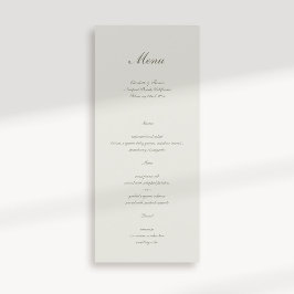 Menu Casamento Simples Ecru Clássico de Caligrafia Form