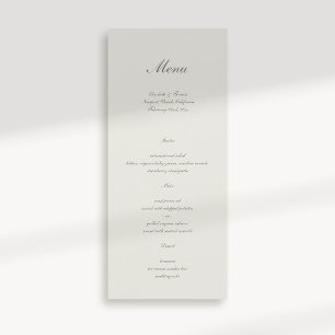 Menu Casamento Simples Ecru Clássico de Caligrafia Form