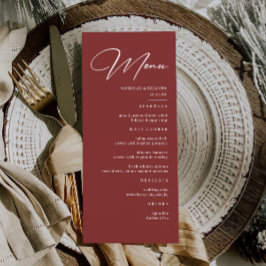 Menu Casamento Simples Elegante Burgundy