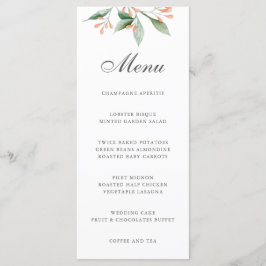 Menu Casamento Simples Elegante De Aquarela Botânica