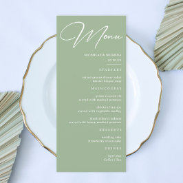 Menu Casamento Simples em Verde Sage