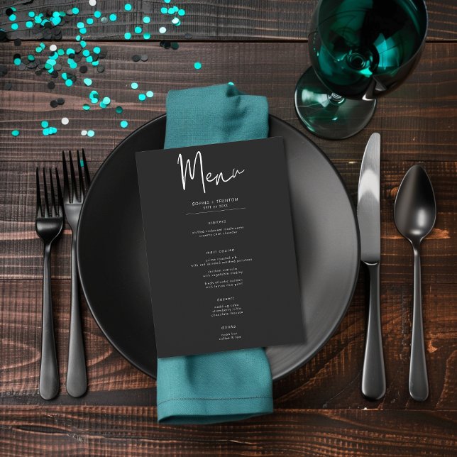 Menu Casamento Simples Escuro Moody (Criador carregado)