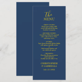 Menu Casamento Simples Formal Azul Marinho e Dourado