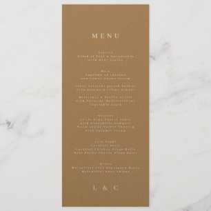 Menu Casamento Simples Kraft Monograma