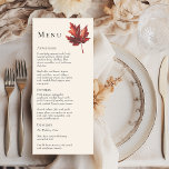 Menu Casamento Simples Mínimo de Folha de Folha<br><div class="desc">Este simples cardápio de casamento de creme de folha de outono é inspirado pela delicada elegância da transição da natureza, com um encanto rústico e simples que captura a essência do outono. Esta design apresenta uma folha minimalista de mapeamento de vassoura, num fundo creme. Cada peça nesta coleção convida-vos a...</div>