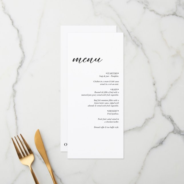 Menu Casamento Simples Moderno Minimalista (Frente/Verso In Situ)