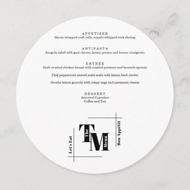 Menu Casamento Simples Moderno Minimalista Obrigado (Frente)